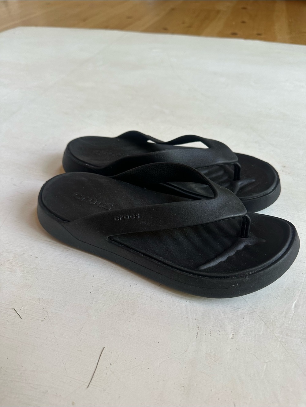 CROCS Black Platform Flip Flop Sandals